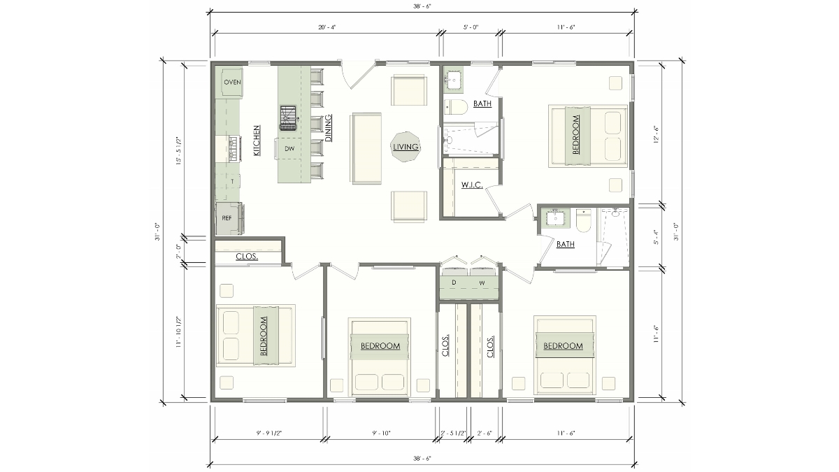 Featured image showcasing Cypress 1192 sq ft, 4 bedroom ADU plans exterior design.