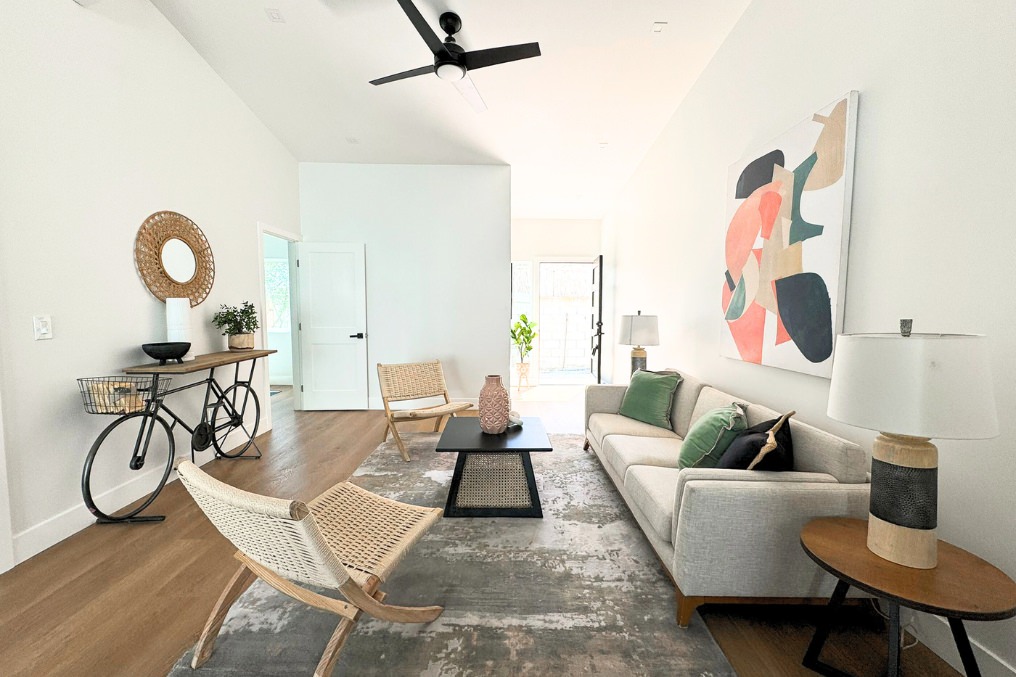 Spacious and welcoming living room interior design in Pacific Beach casita