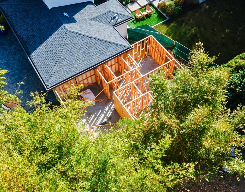 How Much Does It Cost to Build an ADU in San Diego framed backyard ADU under construction