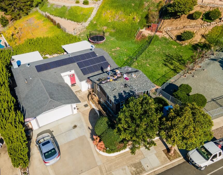 San Diego vs. Other California Cities aerial view of ADU addition with solar panels