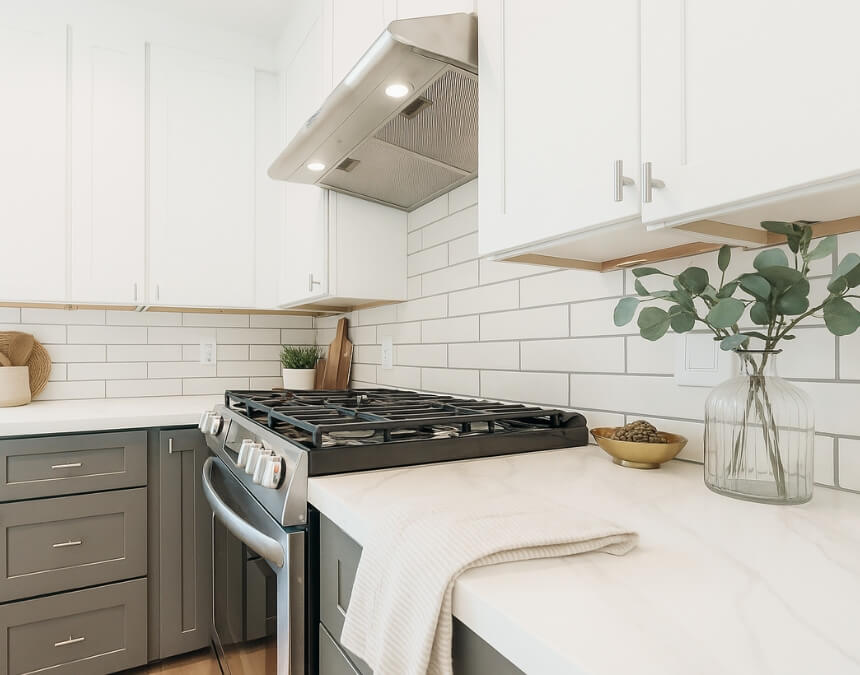 Modern kitchen appliances connected to circuits in ADU electrical system.