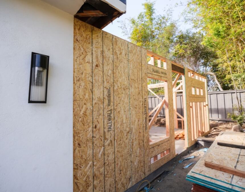 ADU under construction showing framing for electrical infrastructure.