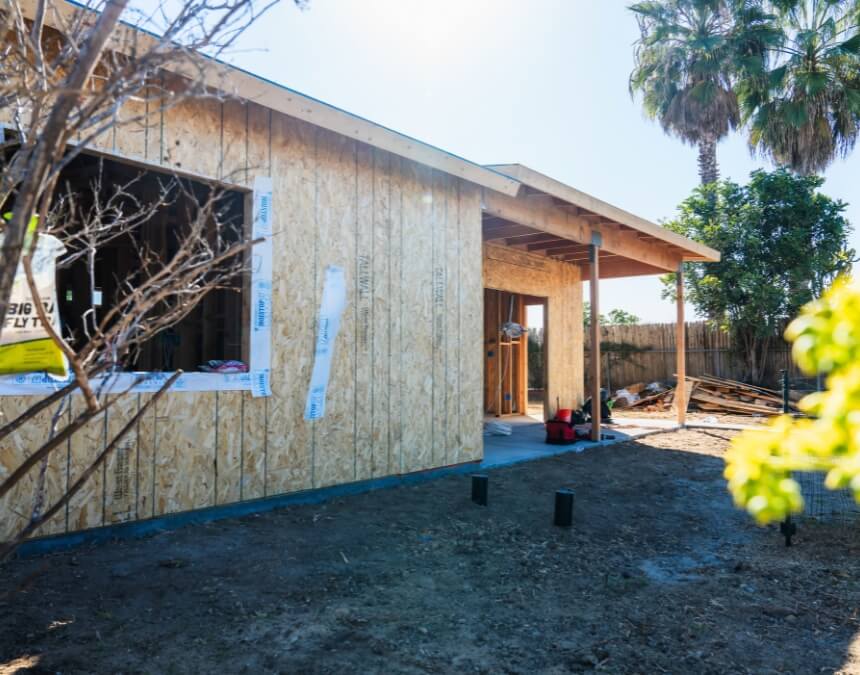 ADU construction with new panel installation preparation.