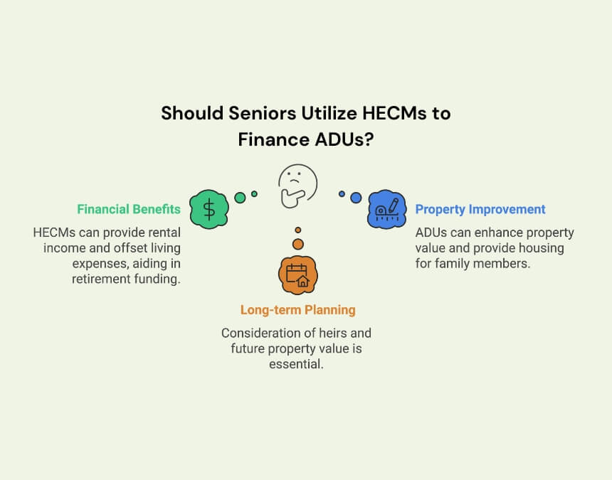 Home Equity Conversion Mortgage (HECM, ages 62+) – financing considerations for seniors building an ADU.