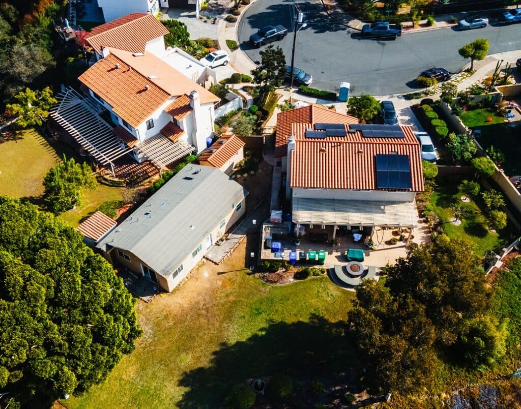 Aerial view of a property with an ADU in California, illustrating how AB 976 expands rental options while local rules still apply to short-term leases.