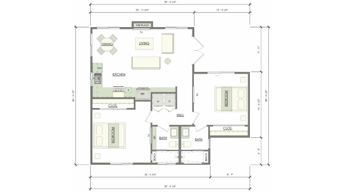 Featured exterior shot of Sandalwood adu 2 bedroom showing compact modern design and private backyard