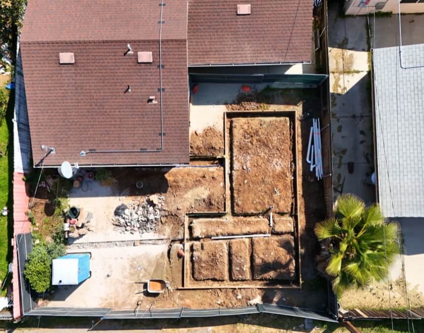 Aerial view of foundation preparation site – How to Save on Soil Report Costs