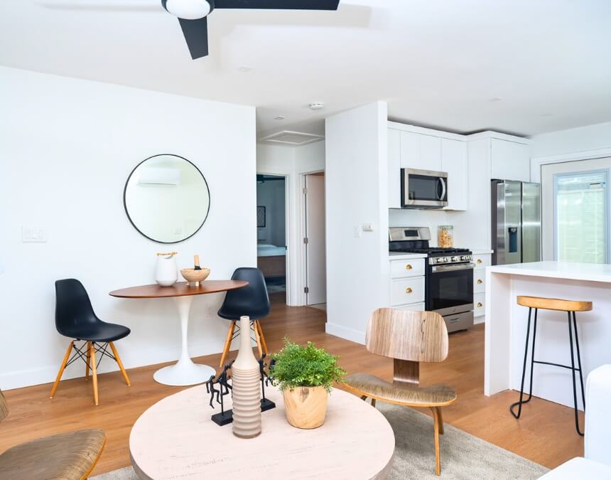 Key Takeaways - bright open-concept ADU kitchen and living area