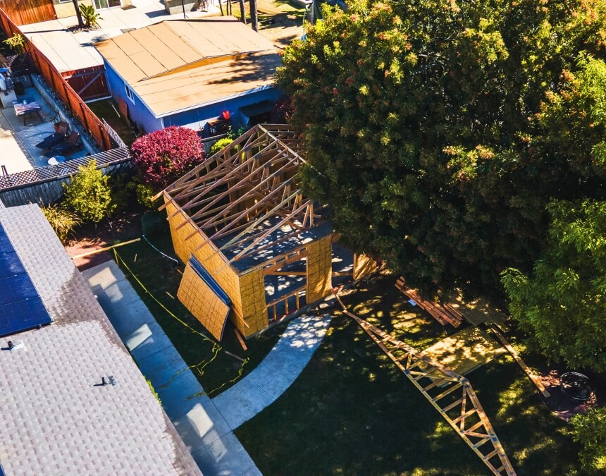 Framed ADU under construction illustrating ADU setback requirements