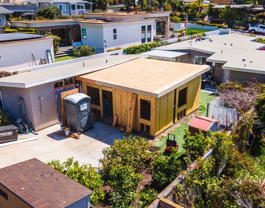 Newly constructed ADU with plywood exterior why consider a septic system for your ADU