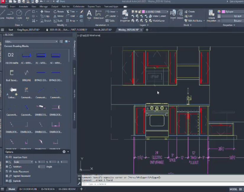 AutoCAD kitchen elevation drawing for ADU cabinet layout