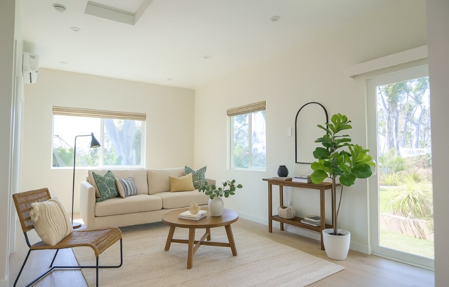 Designer-approved 1000 square foot ADU plans featuring modern living room setup and decor tips