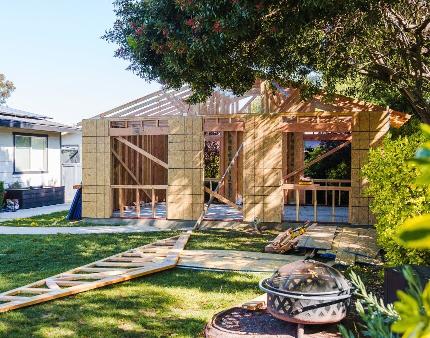 Conclusion – Partially framed ADU showing construction progress and stormwater considerations.