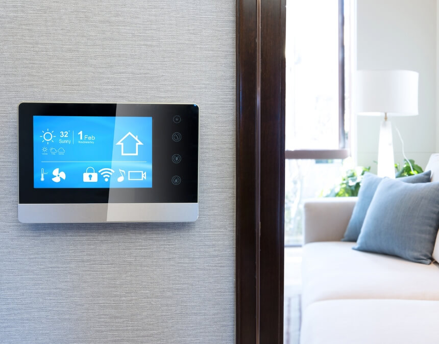 Smart home control panel for future-proofing your accessory dwelling unit (ADU) with energy management and automation features.