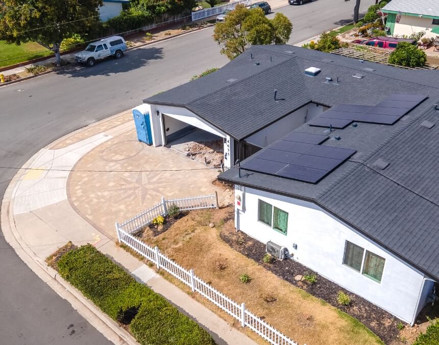 Parking and Infrastructure Requirements image showing a San Diego home with solar panels and driveway.