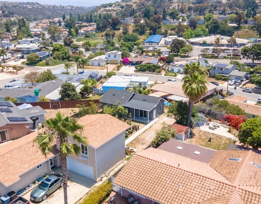Regional Considerations for ADU Projects – aerial view of a San Diego neighborhood with ADUs visible.