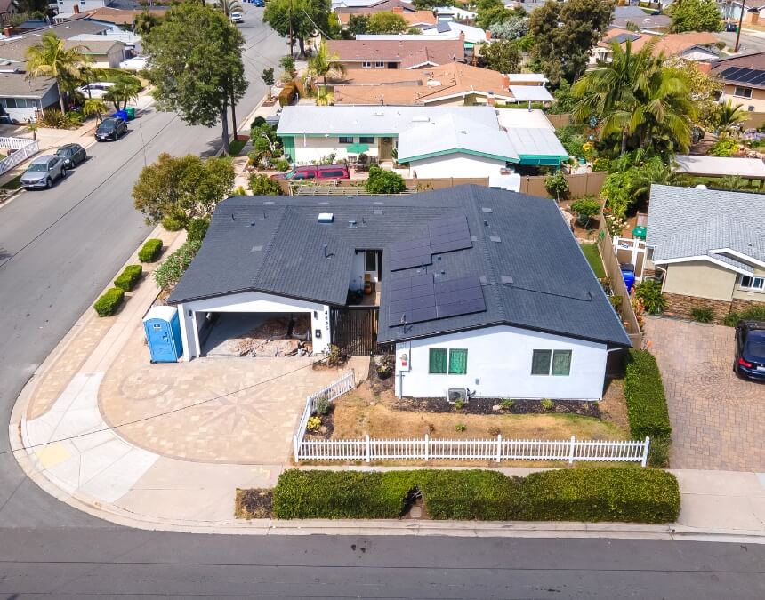 Aerial shot of ADU property-level examples showing placement and setback strategies on residential lots.