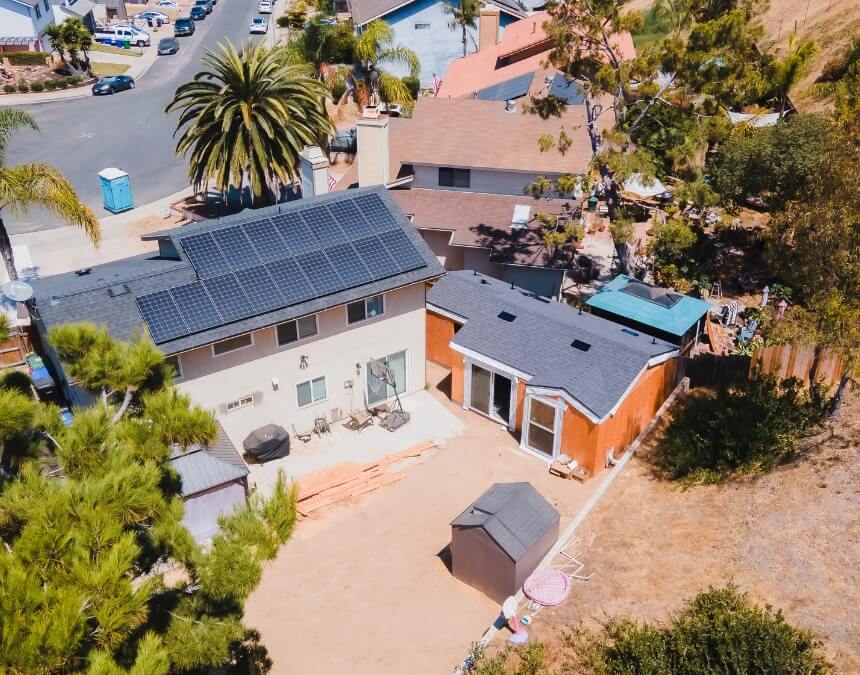 Alternatives to Construction and Personal Loans — backyard lot with primary home and ADU, illustrating equity-based financing options.