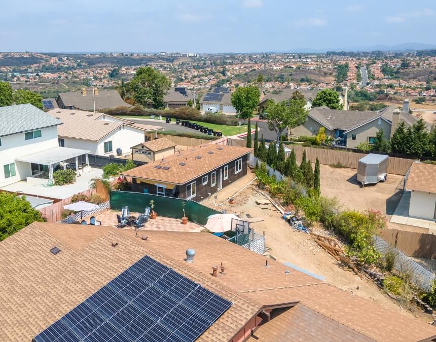 Types of Retaining Walls for ADUs – hillside neighborhood with ADU lot conditions that may require different retaining wall systems.