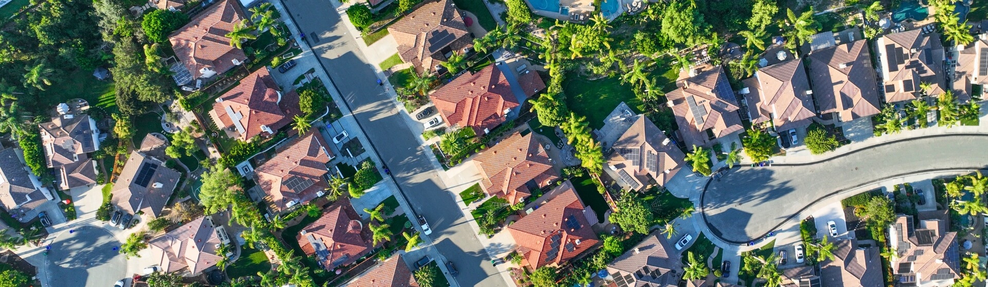 When Do You Need a Survey for an ADU in San Diego – aerial view of residential lots highlighting why surveys matter near property lines.
