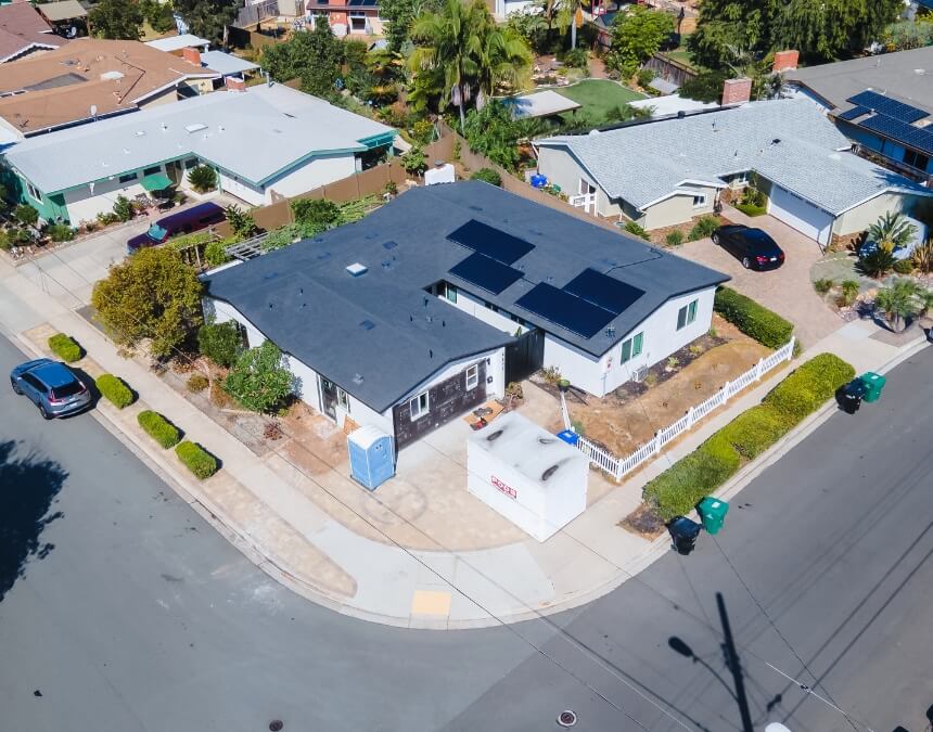 Are There Any Government ADU Loan or Grant Programs in California – aerial view of a California neighborhood where ADU-friendly lots and local programs can help fund backyard units.