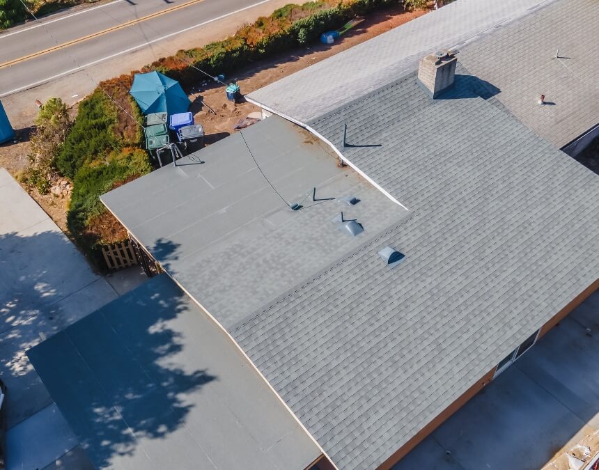 Asphalt shingles roofing option for California ADUs showing a cost-effective pitched roof design