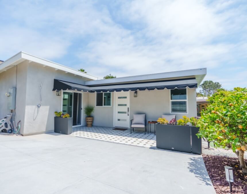 Eco-friendly ADU roofing options in California featuring low-slope roof designs suitable for sustainable systems