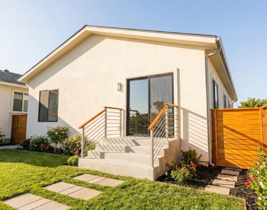 Key Considerations for Choosing a Lot – aerial view of residential properties showing yard space, setbacks, and potential ADU placement opportunities.