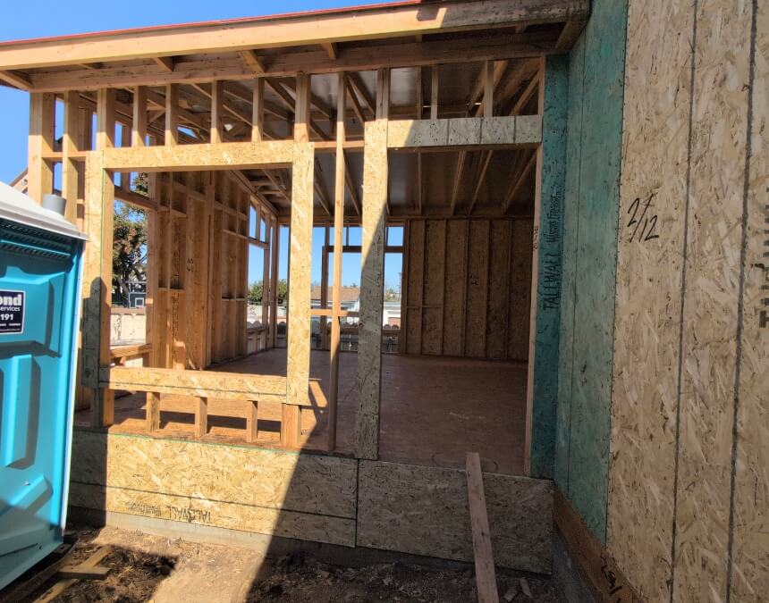 What Is a Construction Loan for ADUs and Who Should Use It – ADU framing in progress, showing a stage funded through construction draws.