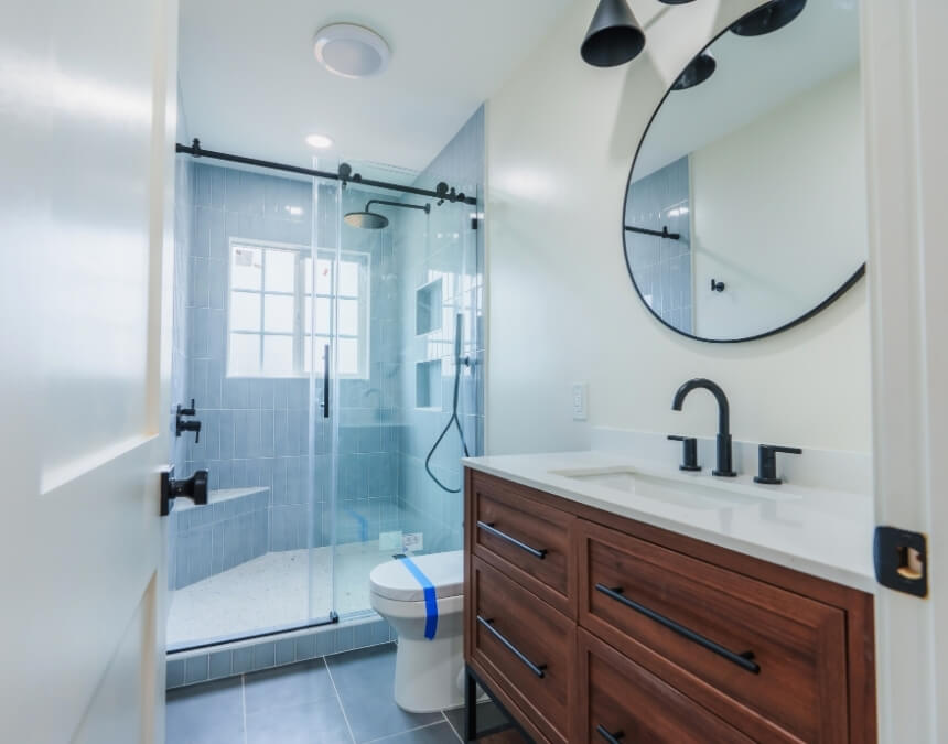 Bathroom Design Safety, Comfort, and Independence featuring a universally designed ADU bathroom with curbless shower and reinforced walls