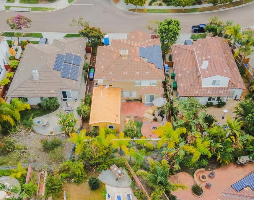 Aerial view of residential property showing ADU investment potential in San Diego