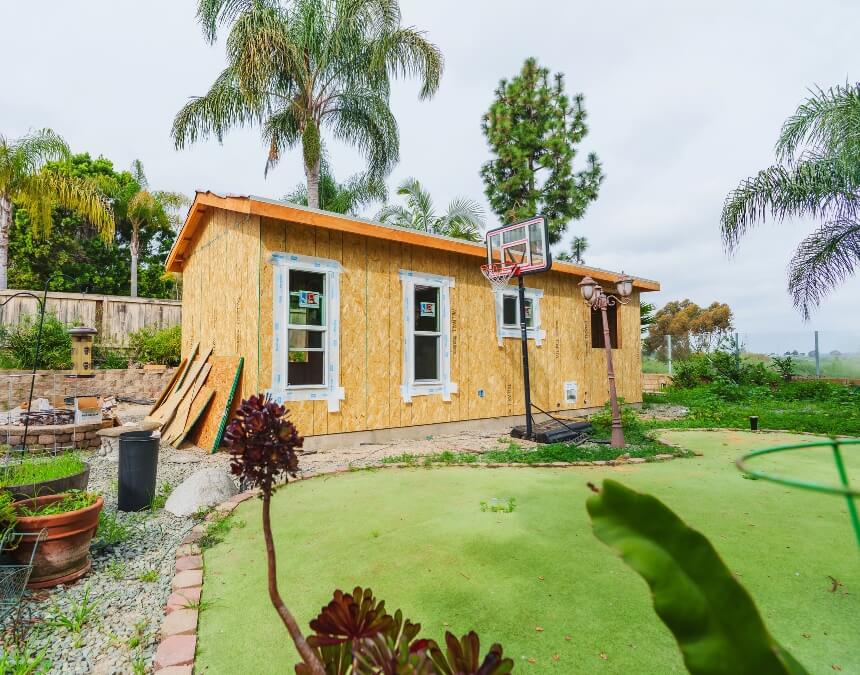 Backyard detached ADU construction project as alternative real estate investment